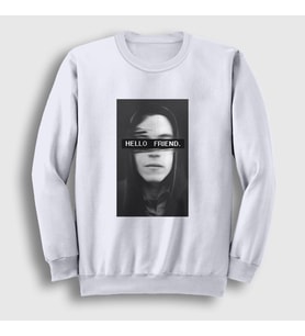Presmono Unisex Beyaz Hello Friend Hacker Mr Robot Sweatshirt 403490tt
