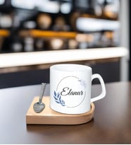 Kişiye Özel Espresso Fincan - Ahşap Altlıklı