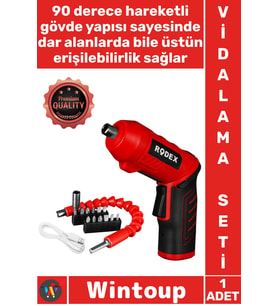 #Vidalama 3.6V Lityum İyon 11 Parça Aksesuarı 90 Derece Hareketli Gövde Kompakt Güçlü Akülü Vidalama