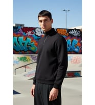 Erkek Dik Yaka Fermuarlı Standart Kol Regular Kalıp Sweatshirt Fonksiyonel Dayanıklı Rahat