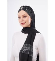 Gri Taşlı Arkadan Bağlamalı Şal Şifon Çiçek Desenli 2319_15