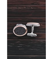 Gümüş Siyah Zirkon Taşlı Oval Kol Düğmesi