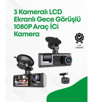 2.0” LCD Ekranlı, Döngüsel Kayıt Özellikli Üç Kameralı Oto Kamera