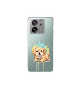 Xiaomi Mi 13T ile Uyumlu Splash Köpek Tasarımlı Şeffaf Silikon Kılıf