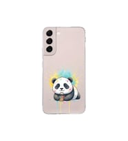 Samsung Galaxy S22 Plus ile Uyumlu Splash Panda Tasarımlı Şeffaf Silikon Kılıf