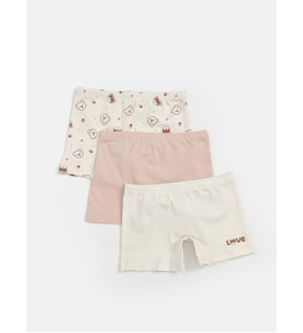 LCW Kids Ekru Beli Lastikli Kız Çocuk Boxer 3'lü