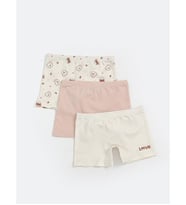 LCW Kids Ekru Beli Lastikli Kız Çocuk Boxer 3'lü