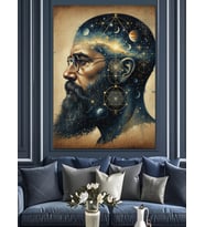 İnsan Ve Evrenle Bağlantısı Soyut Sanat Dekoratif Kanvas - Mdf Ahşap Tablo