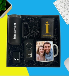 Kişiye Özel Premium Kutu Kulplu Termos Bardak Fotoğraflı Kupa Bardak Lüx Metal Anahtarlık Metal Çakmak Erkek Mekanizmalı Cüzdan