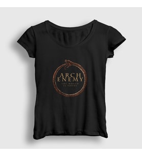 Presmono Kadın Siyah World Arch Enemy T-Shirt 11897tt