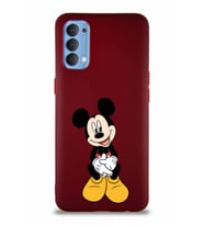 Oppo Reno 4 Soft Premier Kapak Mickey Mouse-A Tasarımlı Silikon Kılıf - Mürdüm (Şeffaf)