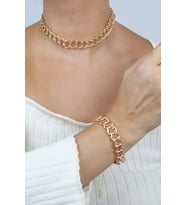 Geçme Zincir Gold Kolye Bileklik Set