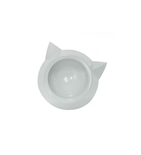 Plastik Tekli Kedi Mama ve Su Kabı - Beyaz