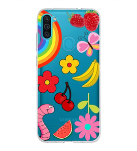 PrintiFy Samsung Galaxy M11 ile Uyumlu 1mm Slim Fit Water Color 5 Baskılı Şeffaf  Kılıf