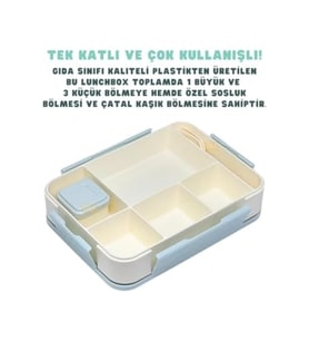 1330ml Lunchbox Tek Katlı 5 Bölmeli PP Plastik Çocuk Sefer Tası Yemek Kutus