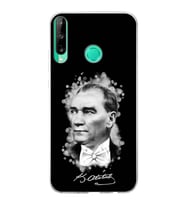 Huawei P40 Lite E Uyumlu Kapak Atatürk Tasarımlı Şeffaf Silikon Kılıf