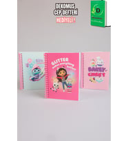 x Dekomus Lisanslı Gabby’s Dollhouse A6 Çizgili Spiralli Bloknot 80 Yaprak Tek Adet "Dekomus Cep Defteri Hediyeli"