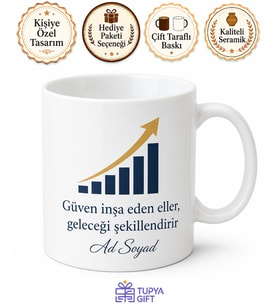 Bankacı İçin Kişiye Özel İsimli Baskılı Kupa Bardak İş Hediyesi
