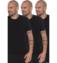 Dewberry Erkek Pamuklu Bisiklet Yaka Tişört 3'lü Set Siyah-Siyah-Siyah T8569 Günlük Giyim, Seyahat Gardırobu