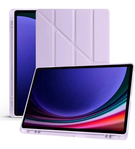 Galaxy Tab S10 FE 10.9 İnç İle Uyumlu Kalemlikli, Uyku Modlu, Mıknatıslı, Üçgen Standlı, Darbeye Dayanıklı Kaplama Akıllı Kılıf (Lila, Galaxy Tab S10 FE 10.9 İnç)