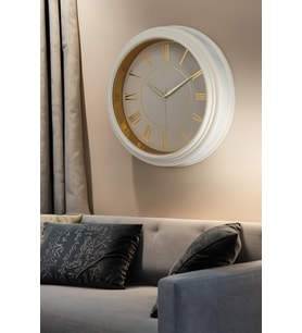 Galaxy Premium Duvar Saati Gold Kasa Krem Çerçeve Roma Rakamlı 45 Cm.
