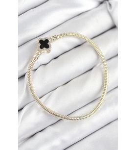 Pirinç Charm Zirkon Taşlı Yonca Model Gold Renk Kadın Bileklik 5886 - EEEEEE8708-9874