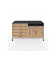 Kronos Konsol 2 Raflı 5 Çekmeceli 2 Kapaklı 176x59x99 Antrasit-Çam