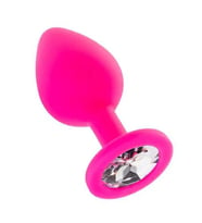 Fastieshop Taşlı Silikon Pembe  Plug - Medium
