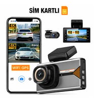 4G SIM Kartlı 2K Çift Araç Kamerası – WiFi, GPS, Uzaktan Canlı İzleme, Çift Yönlü Sesli Konuşma ve Gece Görüşü