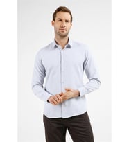 Gri Kendinden Desenli Sert Yaka Uzun Kol Cepsiz Slim Fit Pamuklu Gömlek 1004255283