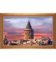 Çerçeveli Paspartulu Manzara Tablo ah1403 (Gold)