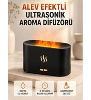 Ultrasonik Aromaterapi Difüzörü 180 ML Hazneli Dekoratif Alev Efektli Nemlendirici