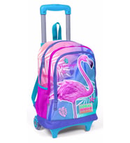 Coral High Mavi Flamingo Baskılı Işıklı Tekerlekli Çekçek Okul Çantası - Kız Çocuk