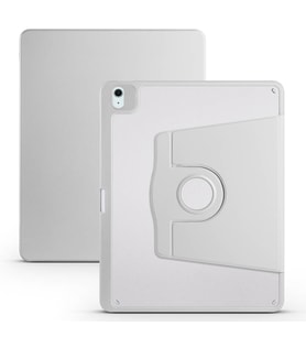 Apple iPad Air 13 2024 Uyumlu Kılıf Zore Termik Kalem Bölmeli Dönebilen Standlı Kılıf (Gri)