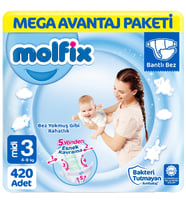 Molfix 3 Beden Bebek Bezi Mega Paket 140x3 420 Adet