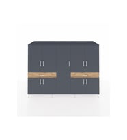 Kronos Dolap 12 Raflı 2 Çekmeceli 8 Kapaklı 220x59x163 Antrasit-Antrasit/Çam