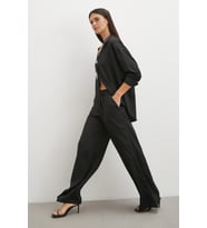 Beli Lastikli Geniş Paça Pantolon Siyah