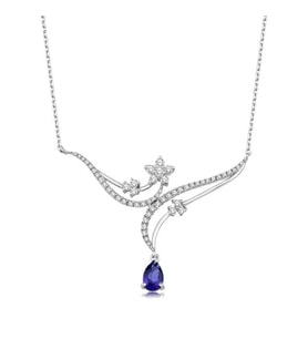 0.86 Karat Pırlanta Safir Kolye