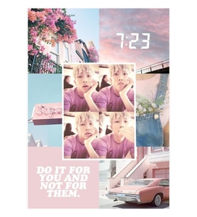 Rap Monster - Pembe Düzenleme Tablo Ahşap Poster Dekoratif Kod1168