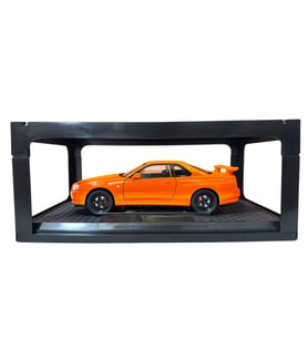 1:24 Metal Model Koleksiyon Araba Nissan Skyline GT-R R34 Turuncu 19 Cm (Döner Ön Tekerler)