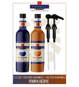 Simonelli Italyan Karamel & Tuzlu Karamel Kahve Şurubu 700 ml Pompa Hediyeli