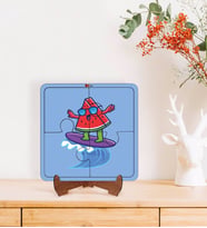 BK Toys Çocuklar İçin 2 si 1 arada Eğitici-Öğretici Ahşap 4 Parça Yapboz Puzzle Çerçeve Model 5