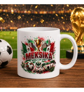 BK Gift Meksika Taraftar Temalı Dünya Futbol Kupası Tasarımlı Beyaz Kupa Bardak