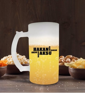 BK Gift Kişiye Özel İsimli Buzlu Cam Bira Bardağı 50cl-29 (Beyaz)