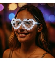 Mey İthalat® Beyaz LED Işıklı Kalp Gözlük – 3 Modlu Parti & Glow Gözlüğü