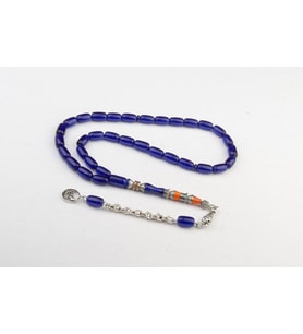 Nakkaş İmame İşçilikli Ateş  Kehribar Tesbih 11x7mm Alpaka Püskül
