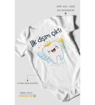 İlk Dişim Çıktı Kısa Kollu Bebek Body %100 Pamuk