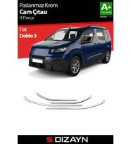 S-Dizayn Fiat Doblo 3 Krom Cam Çıtası 4 Prç 2022 Üzeri A+ Kalite