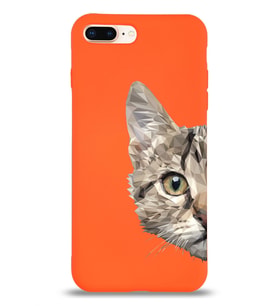 Apple iPhone 8 Plus Uyumlu Lansman Kılıf Catface Tasarımlı Altı Kapalı İçi Kadife Kaplı  Kapak (Şeffaf)