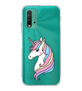 Xiaomi Redmi 9T  Kamera Korumalı Kapak Unicorn Tasarımlı Şeffaf  Kılıf